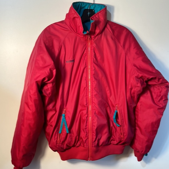 COLUMBIA VINTAGE MEN REVERSIBLE JACKET RADIAL SLEEVES RED AND GREEN IN SIZE M - Picture 7 of 7